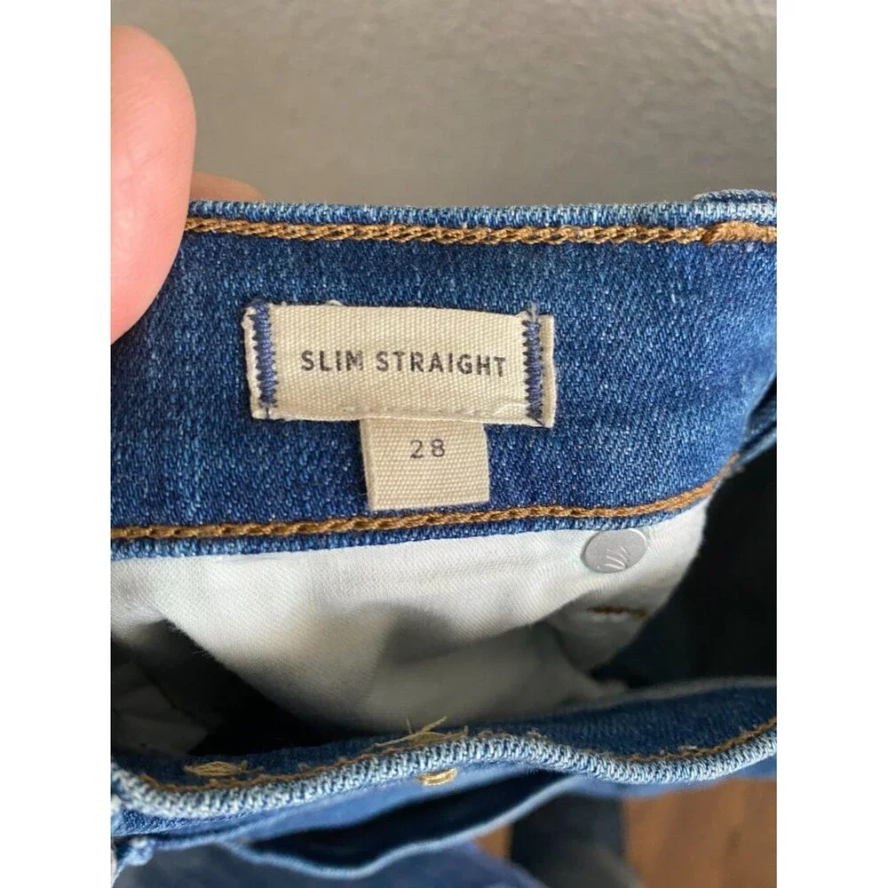 Madewell Distressed Button Front High Waist Slim Straight Jeans Size 28 x 28